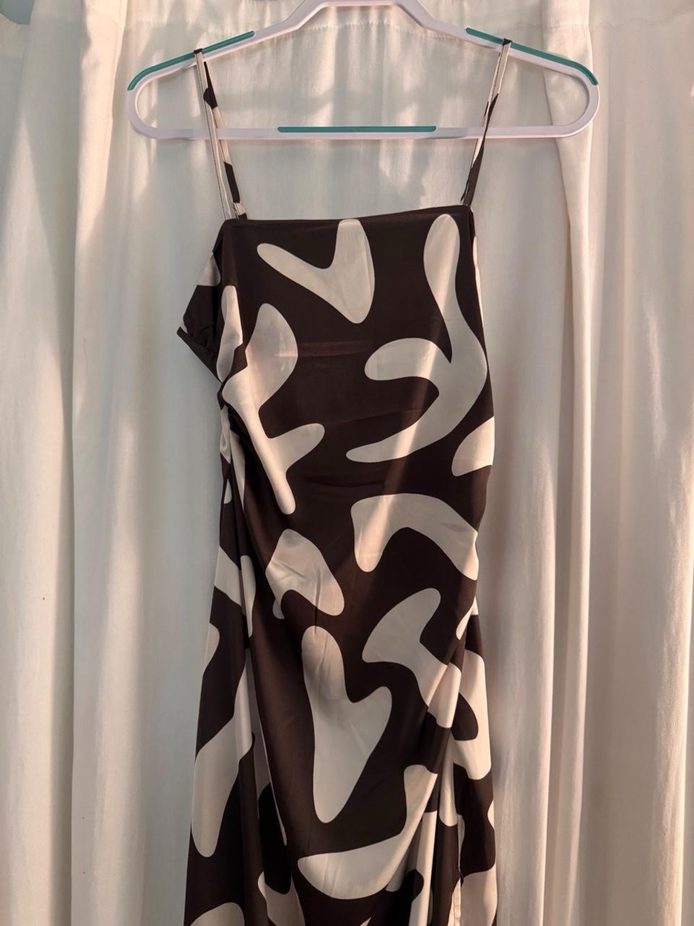 Paper Hearts brown and cream satin maxi dress- Size S